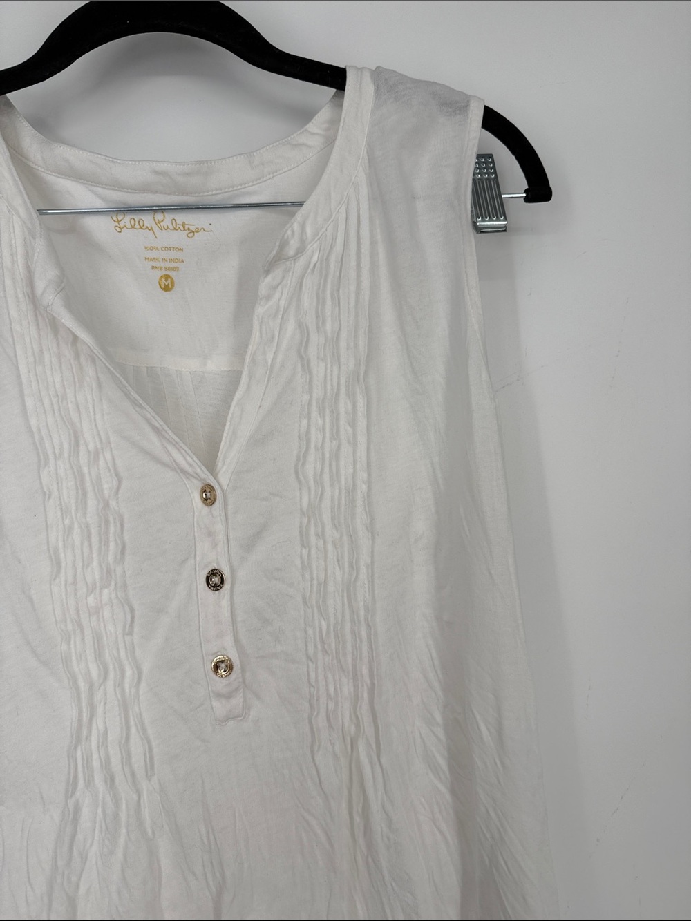 Lilly Pulitzer Sleeveless White Pintuck Button Tunic Top size M 100% cotton - Picture 6 of 10